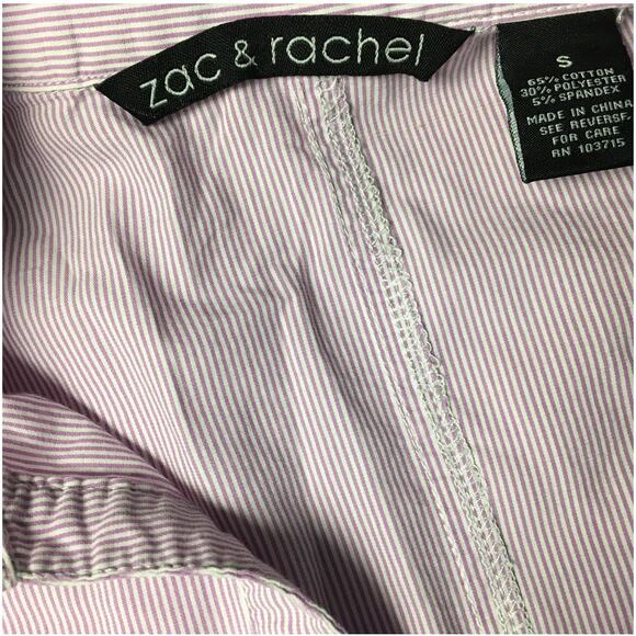Zac & Rachel Button Up Shirt Purple Pinstripe Women's S Casual Work French Cuff - Picture 3 of 9